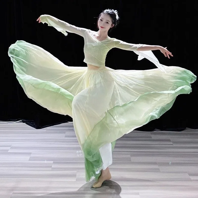 Women Classical Dance Suit Stage Performance Practice Costume Ancient Chinese Dancewear Hanfu Folk Outfit Cosplay Full Set