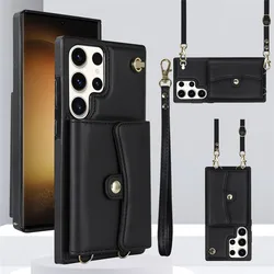 Crossbody Organ Leather Case for Samsung Galaxy S25 Ultra S24 S23 S22 S21 S20 FE S10 Plus A73 5G A52 A53 A71 A51 Wallet Cover
