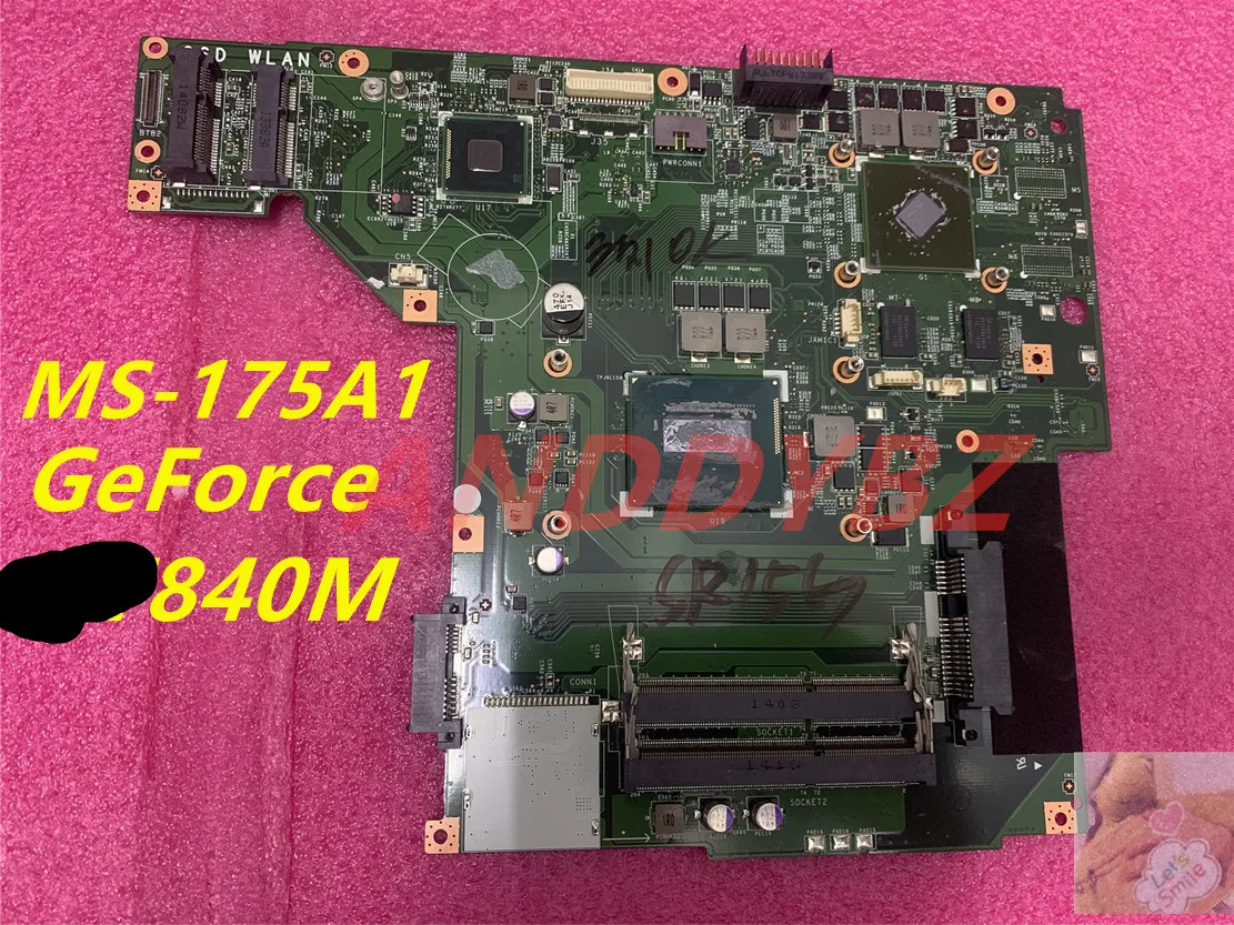 

Used MS-175A1 VER 1.0 FOR MSI GP70 LAPTOP MAINBOARD WITH CPU AND GeForce 840M 100% Working OK