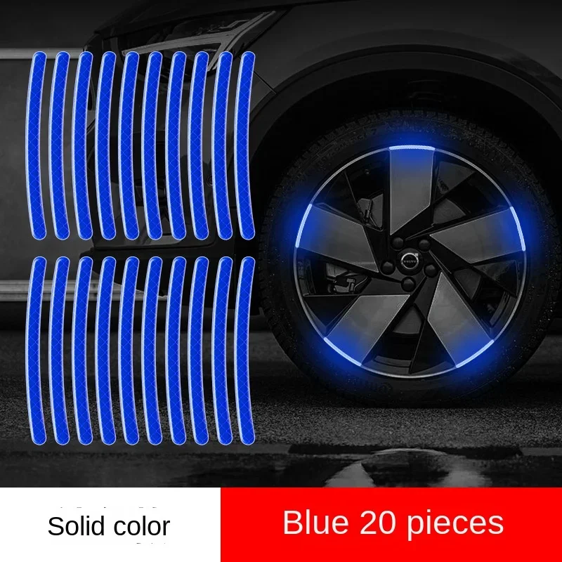 20 Pieces of Reflective Wheel Hub Stickers, Anti-scratch Body Decorative Rim Tape Warning for Cars Motorcycles and Bicycles