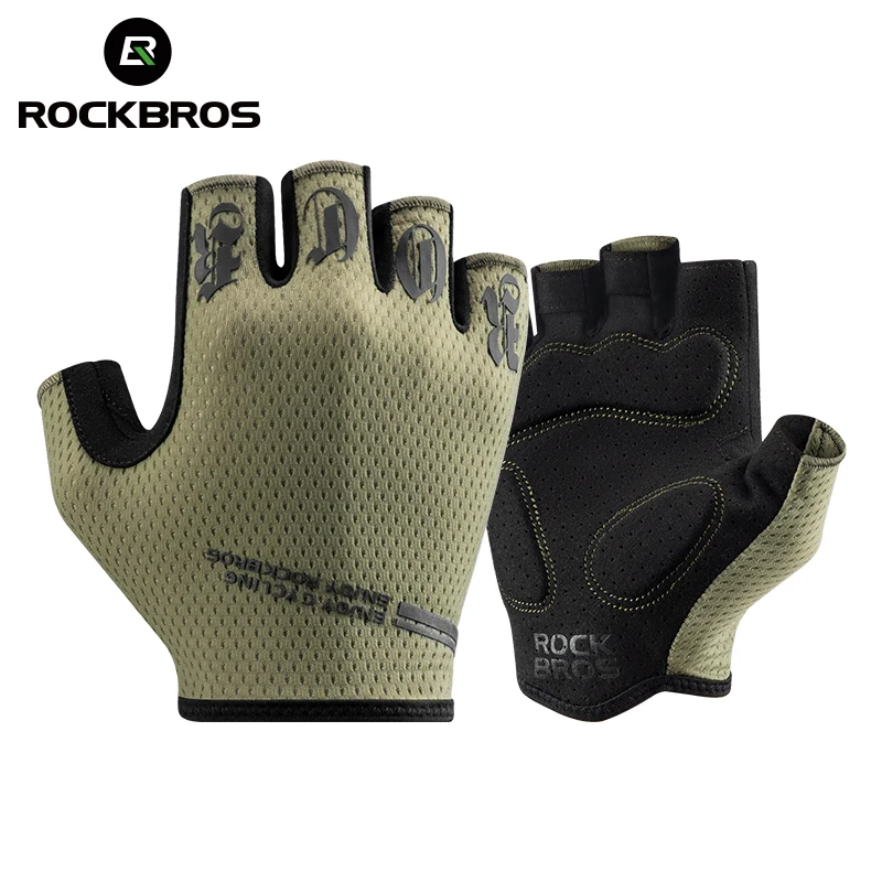 

ROCKBROS Half Finger Cycling Gloves Anti-Slip Anti-sweat Anti Shock MTB Road Bike Gloves High Elasticity Fitness Fishing Gloves