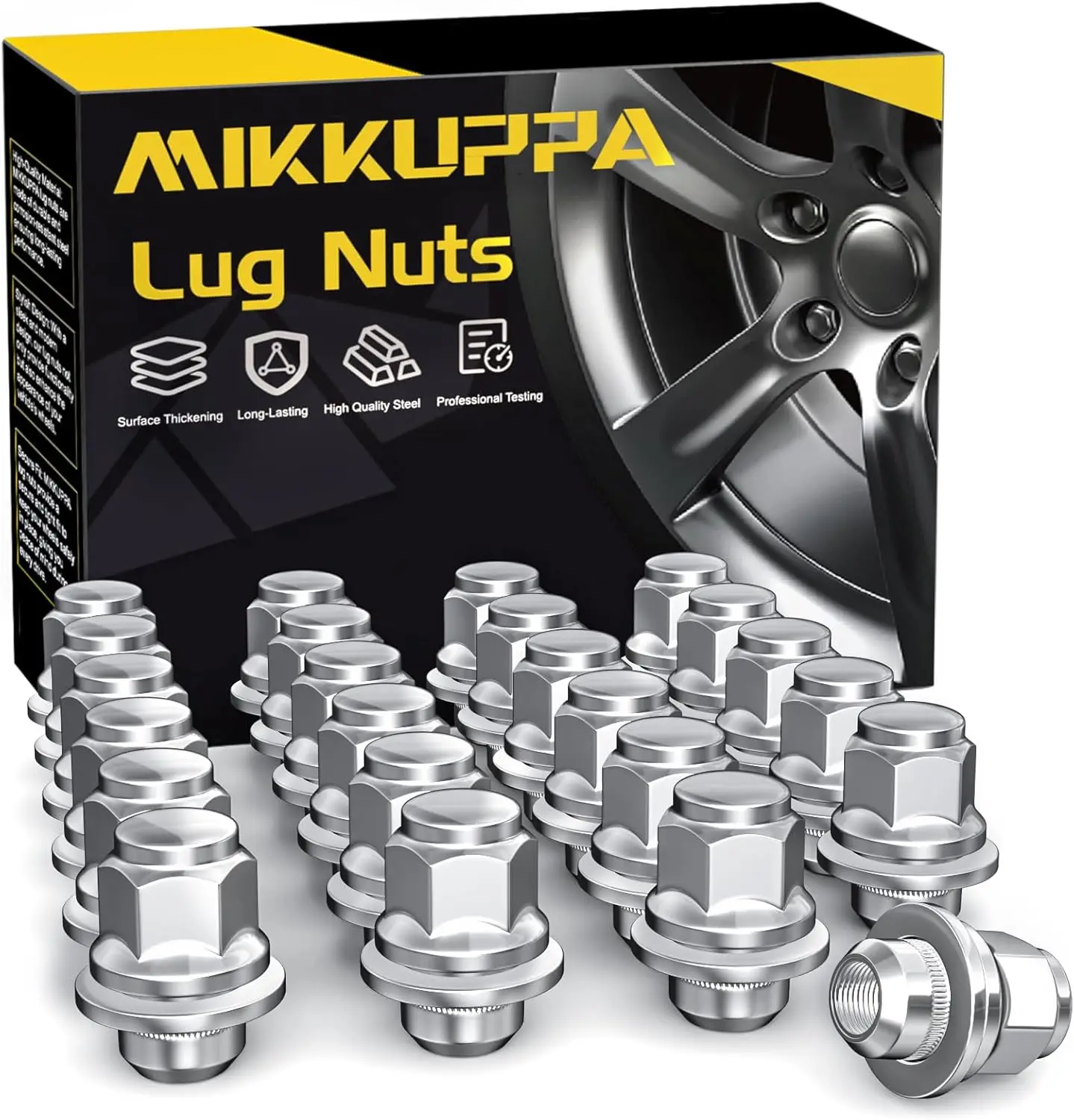 MIKKUPPA 24pcs M12x1.5 Lug Nuts Set of Hex 13/16'' (21mm) Chrome OEM Factory Style Mag Seat Lug Nuts Replacement for Toyota