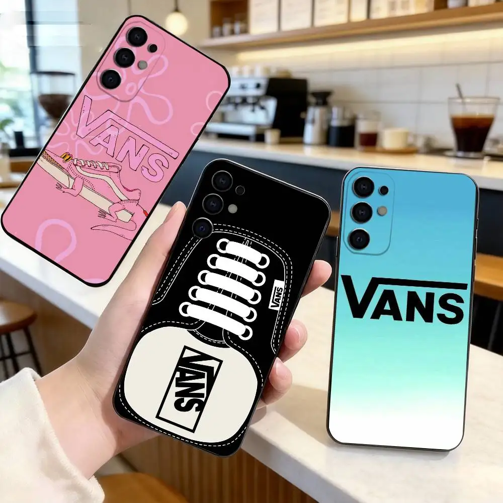 Capa de Telefone V-vans LOOG em Silicone Preto Macio para Samsung S25, S24, S21, S22, S23, S30, Ultra, S20, Plus, Fe, Lite