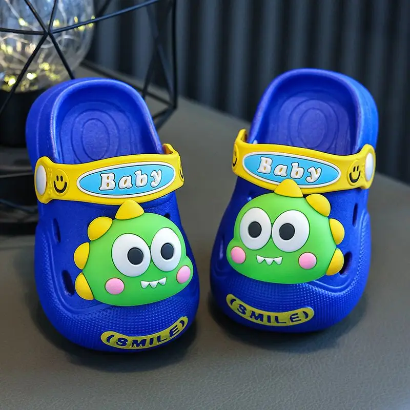 Children Summer For Girl Newborn Outdoor Cartoon Boys Baby Rubber Slippers Beach Sandals Shoes Male Socks Blue Gift Cool Hole