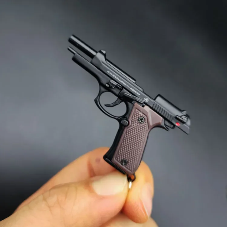 1:4 Alloy 92F Pistol Model Keychain Portable Toy Gun Detachable Fidget Toy Fake Gun for Boy Collection Adults Gift