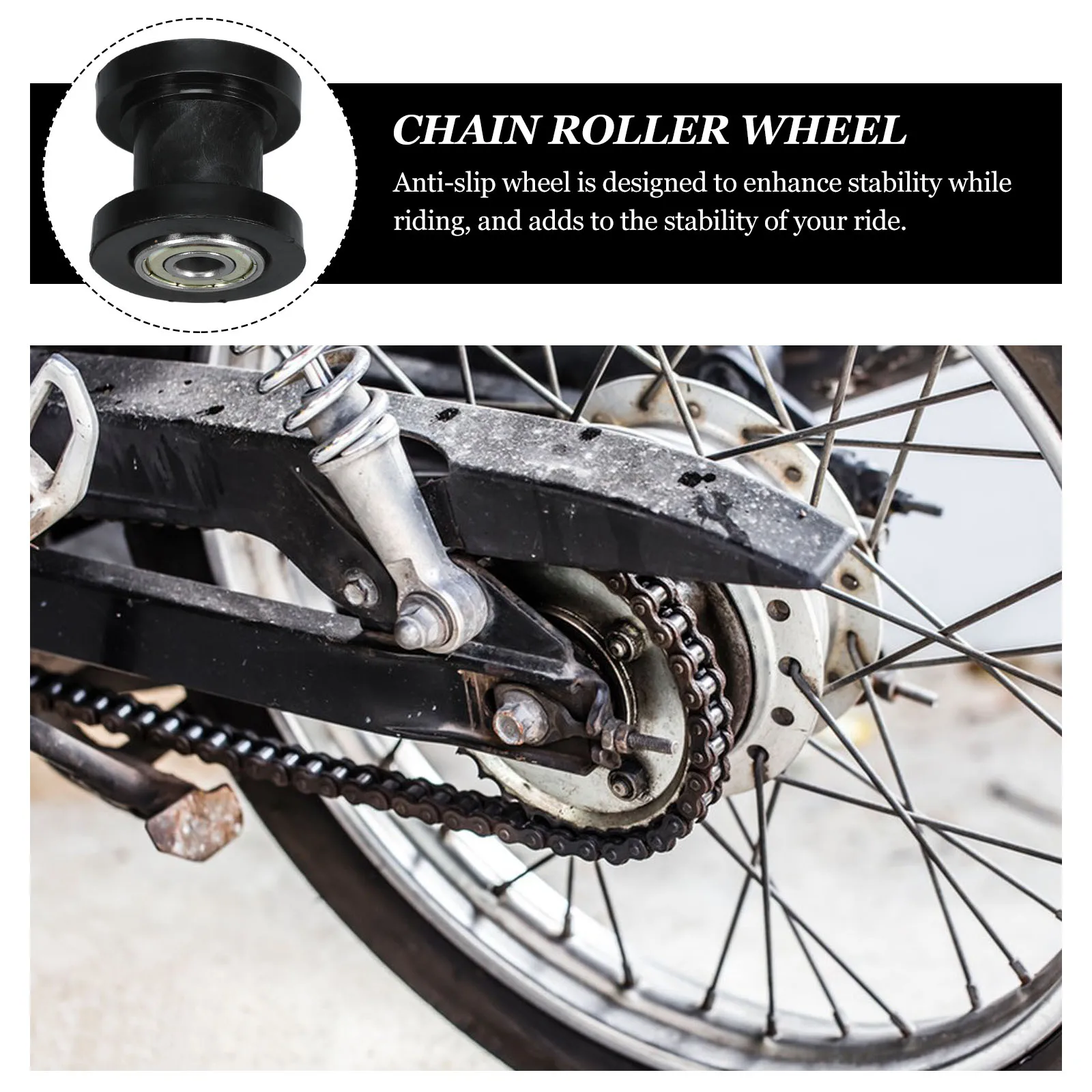 

2Pcs Black 8mm Motorcycle Chain Tensioner Roller Guide Wheel Anti Bearing Shock Absorption Accessories For Chain