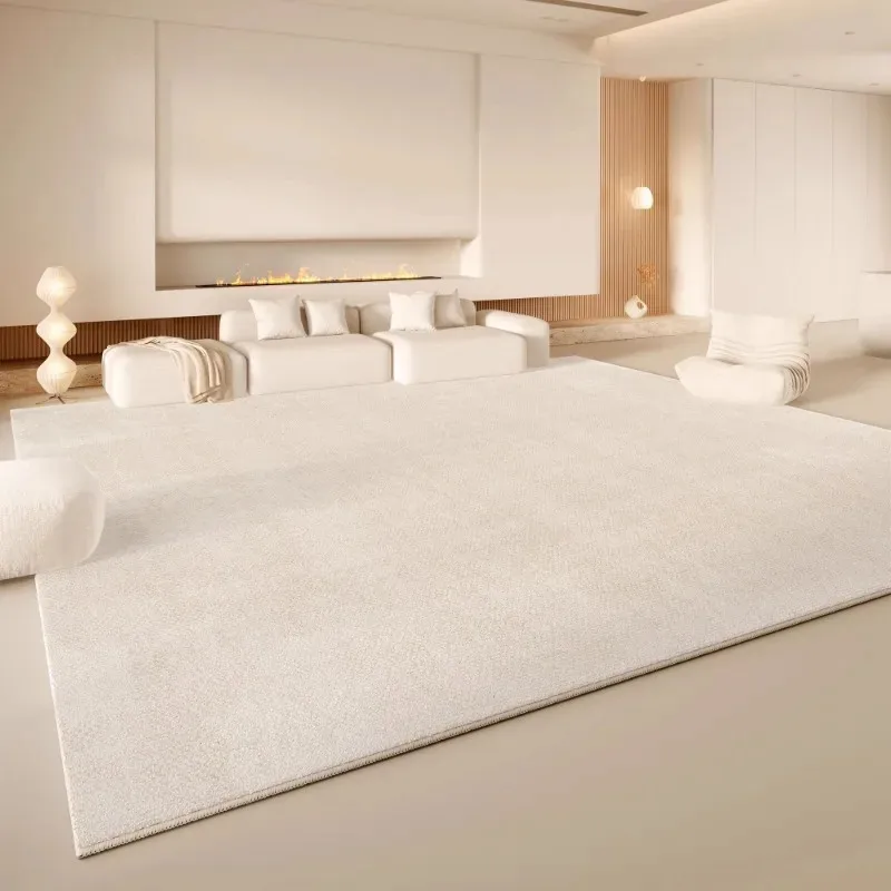 VIKAMA Minimalistischer Cremeweißer Teppich, Rutschfester Weicher Wohnzimmerteppich, Wabi-Sabi-Stil Bodenmatte für Schlafzimmer & Wohndekoration