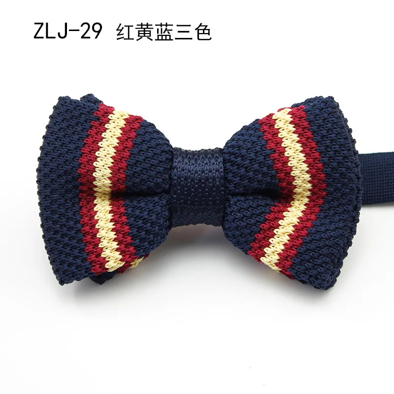 New Wine Navy Knitted Solid Red Bowtie for Mens Pre-Tied Adjustable Polyester Butterfly