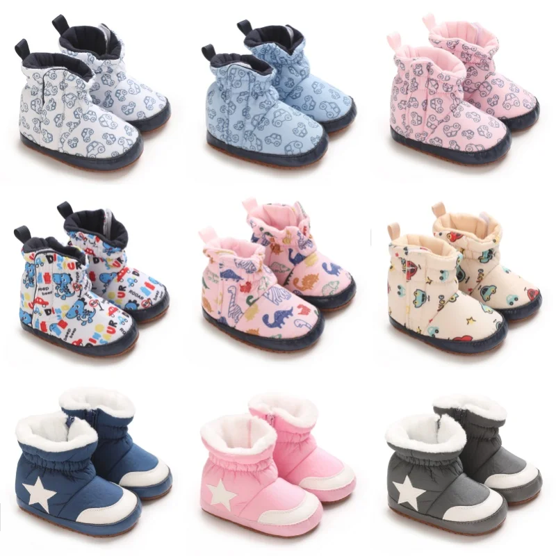 

​​"Newborn Baby Girl Winter Booties - Plush Lined Snow Boots | Soft-Soled Warm Cute First Walkers 0-12M"​​