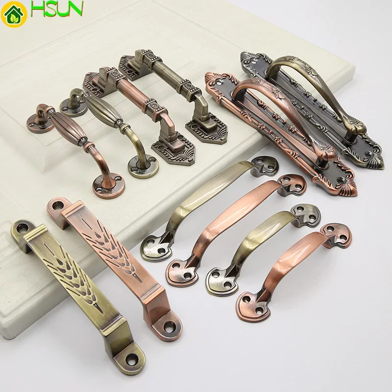 

2 pcs European style wooden door handle, iron door, sliding door, sliding door, cupboard door, antique surface mounted handle