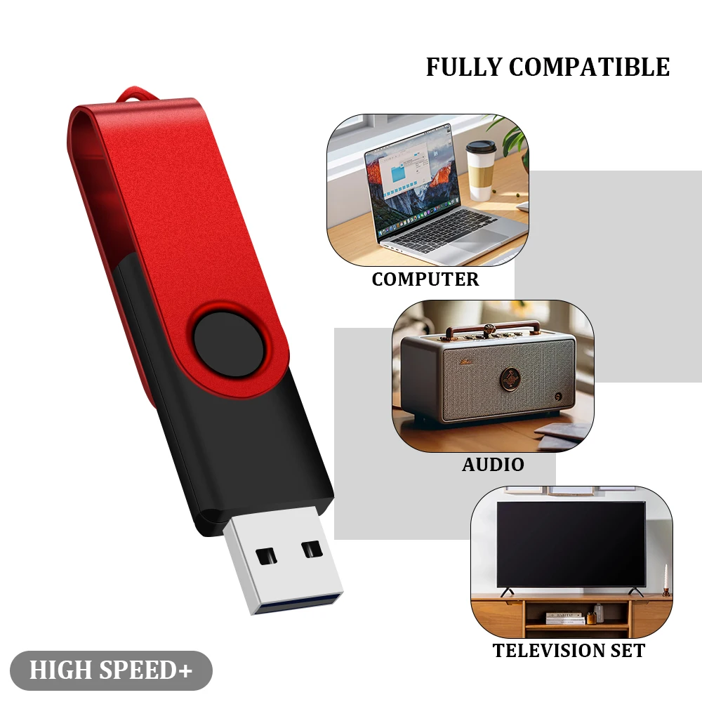 محركات أقراص فلاش USB 2.0 معدنية قابلة للدوران 64 جيجابايت 32 جيجابايت محرك أقراص عالي السرعة 16 جيجابايت USB عصا ذاكرة 8 جيجابايت 4 جيجابايت قرص U أسود لأجهزة الكمبيوتر المحمول