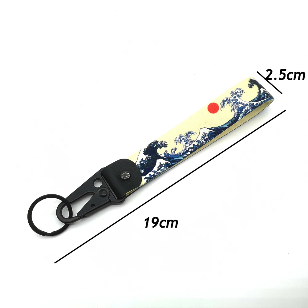 Hokkaido auto schlüssel bund textil jdm schlüssel ring schnalle lanyard kanagawa surf dekoration für honda mitsubishi subaru autozubehör