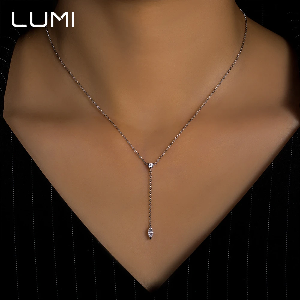 ضرب كبير 3x6 مللي متر Mariquesa مويسانيتي S925 الفضة قلادة قلادة لعصرية بسيطة مكتب سيدة التنقل الإكسسوارات #3