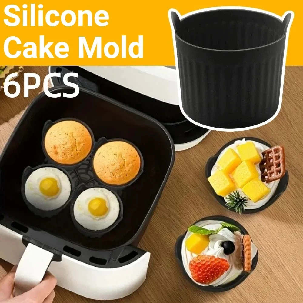 6Pcs Nonstick Silicone Cake Mold Silicone Easy Release Silicone Baking Cup Food-Grade Heat-insulating Muffin Silicone Mould
