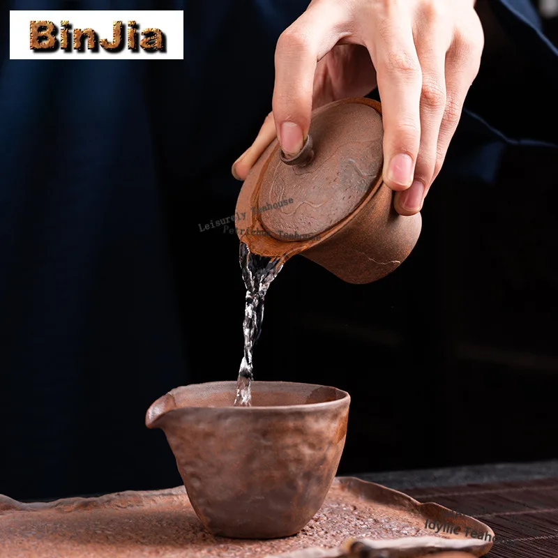130ml Underglaze Colour Old Rock Mud Gaiwan Handmade Tea Tureen Tea Bowl With Lid Kit Tea Making Cover Bowl Tableware Craft Gift