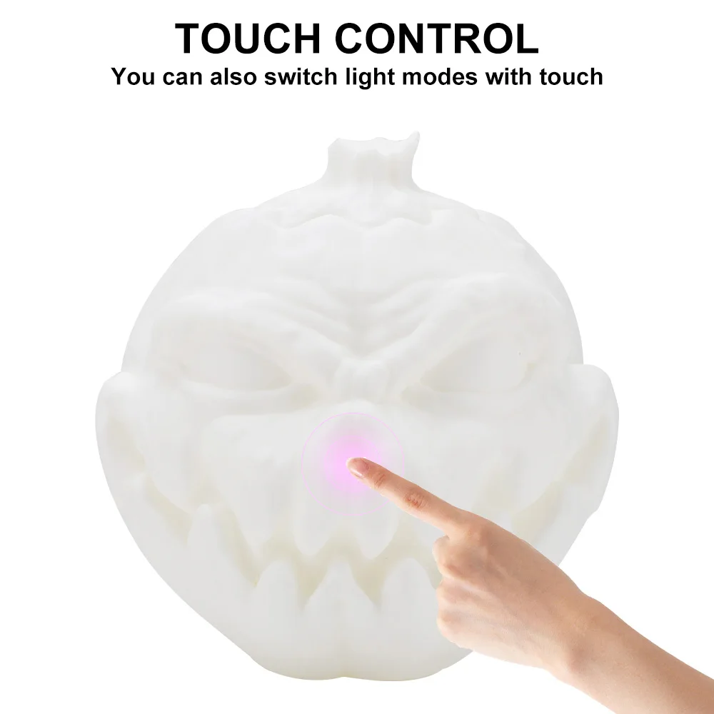 Boruit โคมไฟฟักทองฮาโลวีน16สี20ซม., โคมไฟฟักทองปีศาจฮาโลวีนโคมไฟตั้งโต๊ะห้องนอนบ้านห้องนั่งเล่นตกแต่งงานปาร์ตี้