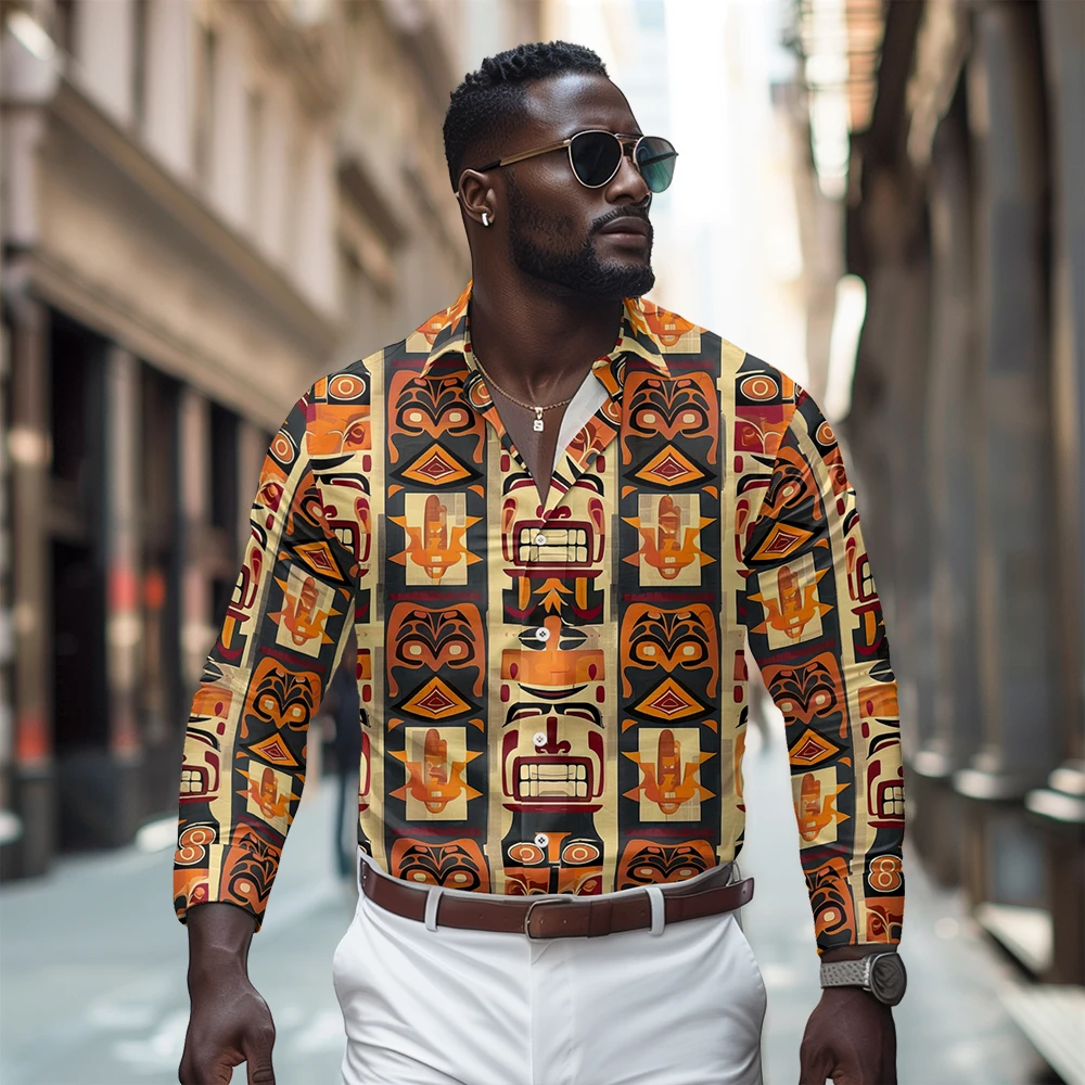 

abstract printed pattern long sleeved shirt, Spring and Autumn new style