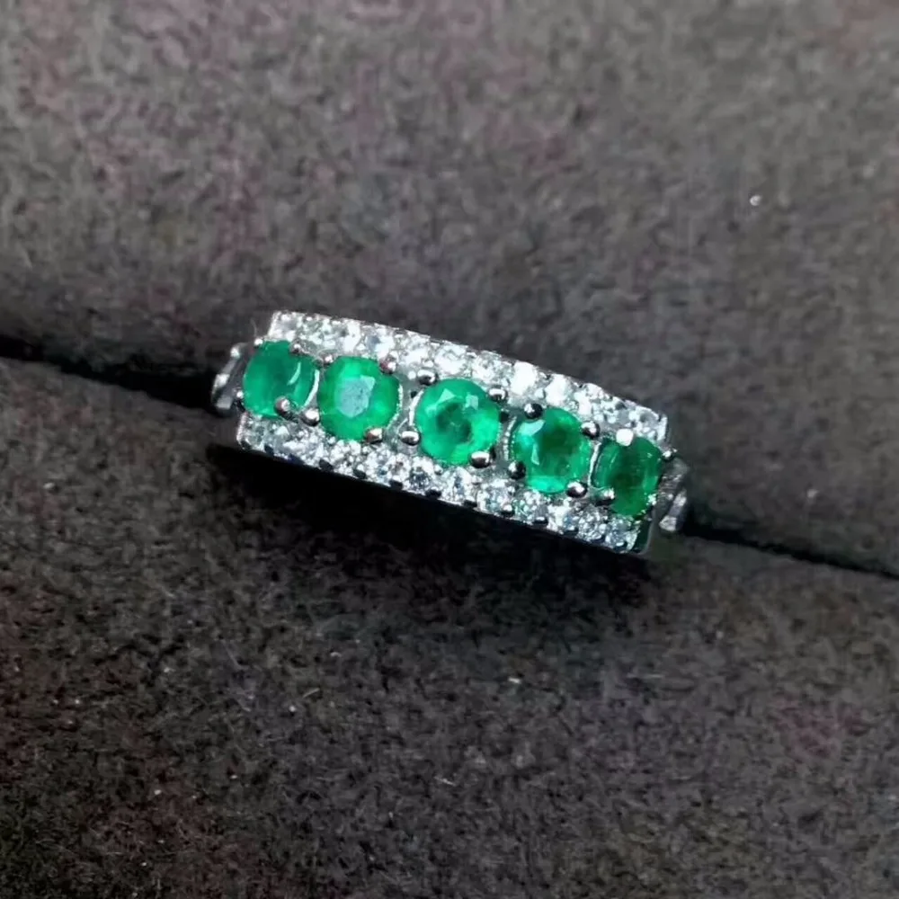 Natural Emerald Gemstone Ring In 925 Sterling Silver Fine Jewelry for Women Real Zambia Emerald Ring with Box