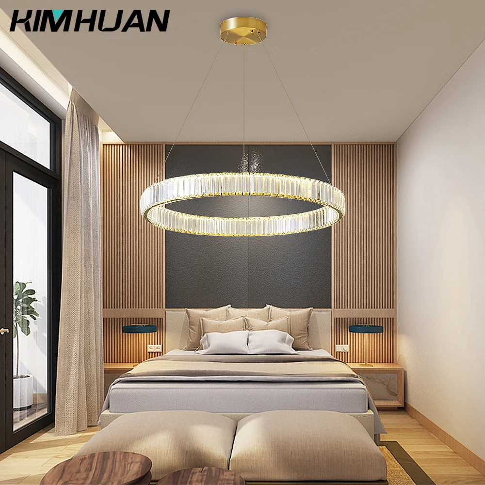 

Modern Simple Luxury Crystal LED Chandelier Lighting Golden Ceiling Lighting Restaurant Living Room Bedroom Home Decoration