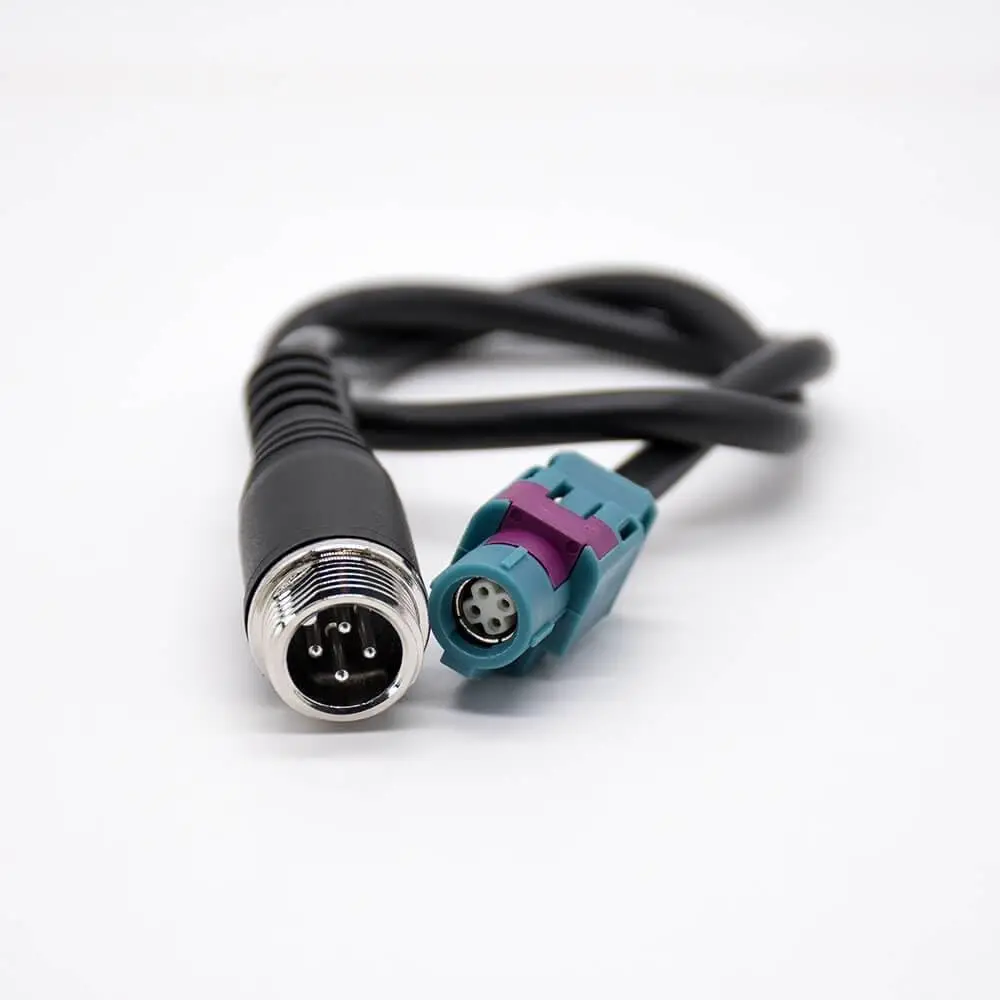 4 Pin HSD Female to GX12 Male Aviation Plug Extension Cable, Shielded Wire Harness for LED, DC Power, CCTV Camera