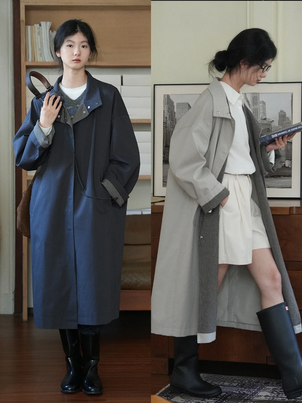 

Женское длинное пальто Hyde Park Classic Collar в стиле ретро, с лоскутным клетчатым узором и цветовыми блоками, длинный рукав, коллекция Сентябрь