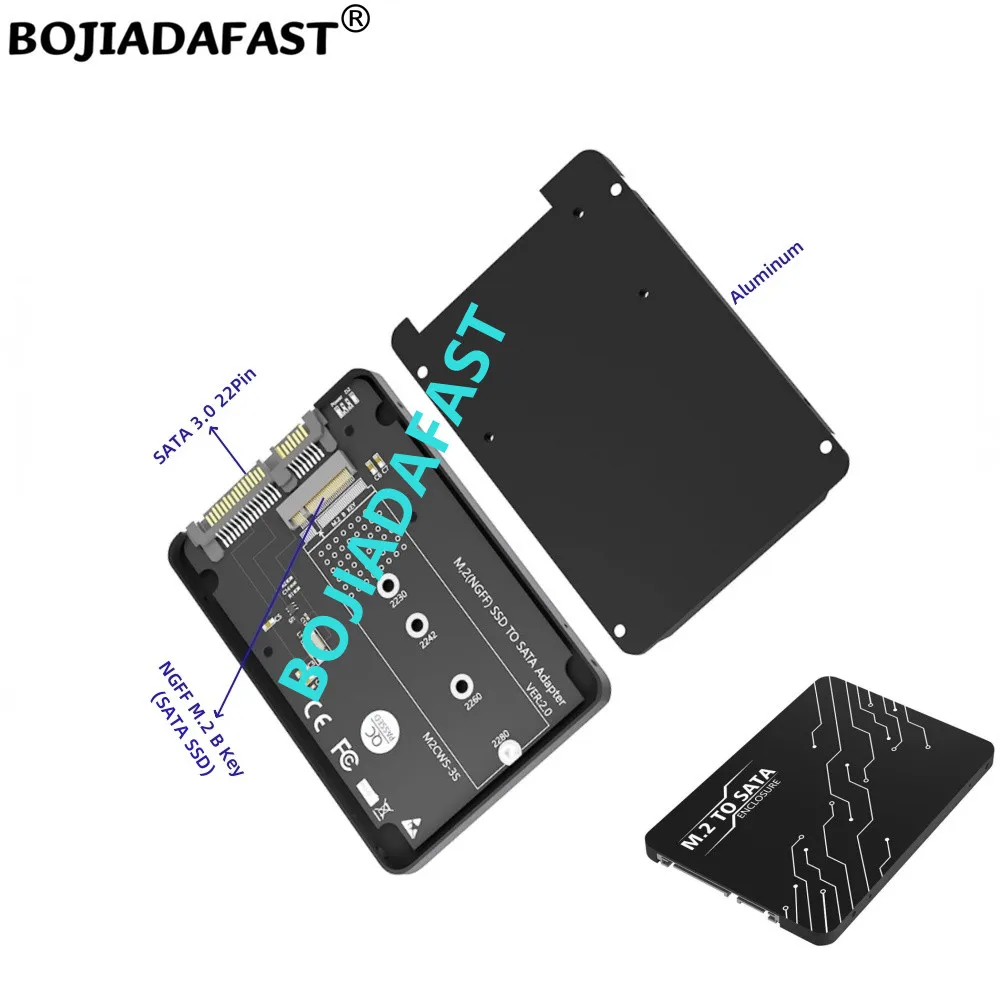 SATA 3.0 22PIN Connector to NGFF M.2 2280 M2 SATA Adapter Card Aluminum SSD Enclosure Case