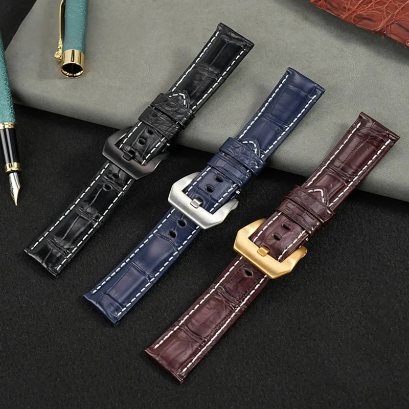 Для Panerai 1950 PAM441 111 380 382 ремешок для часов из крокодиловой кожи 22 24 26 мм мужской ремешок для часов из натуральной кожи аксессуары для браслетов