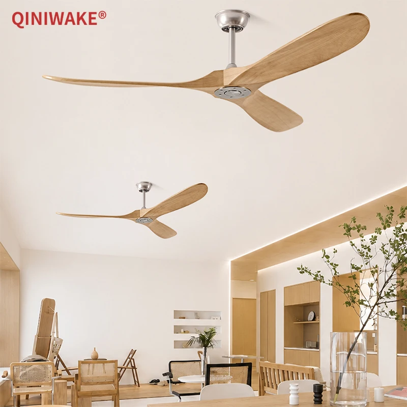 QINIWAKE 36/42/52/60/70/88 Inch Ceiling Fan Wood Home Frequency Conversion Ventilator Interior For Living Room Restaurant