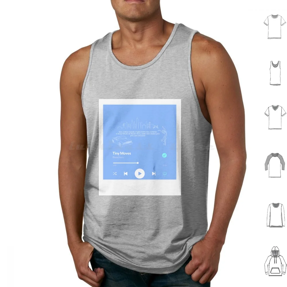 Bleachers Tiny Moves Blue Tank Tops Print Cotton Bleachers Jack Antonoff B4 Tiny Moves