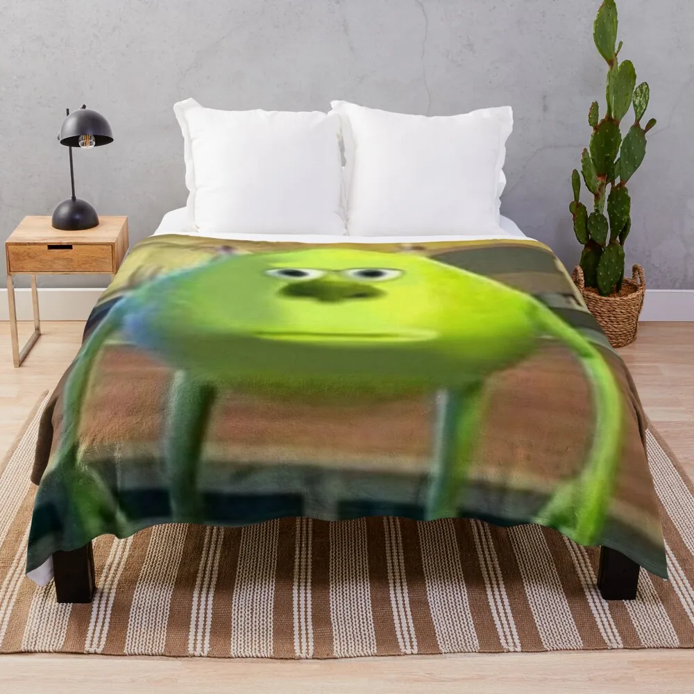 

Mike Wazowksi Sully Face - Monsters Inc. Throw Blanket Retros christmas gifts Cute Plaid Designers Blankets