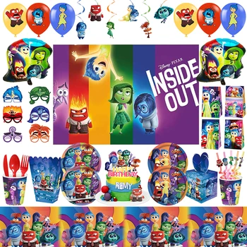 디즈니 Inside Out 2 생일 장식, 조이 식기 컵, 플레이트 풍선 캐릭터, 어린이 파티 용품 