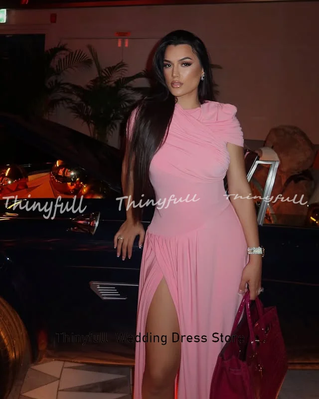 Thinyfull Mermaid Arabic Long Prom Dress O-neck Ruched Evening Dresses Dubai 2025 Split Formal Gown Robe De Soirée Customized - Image 2