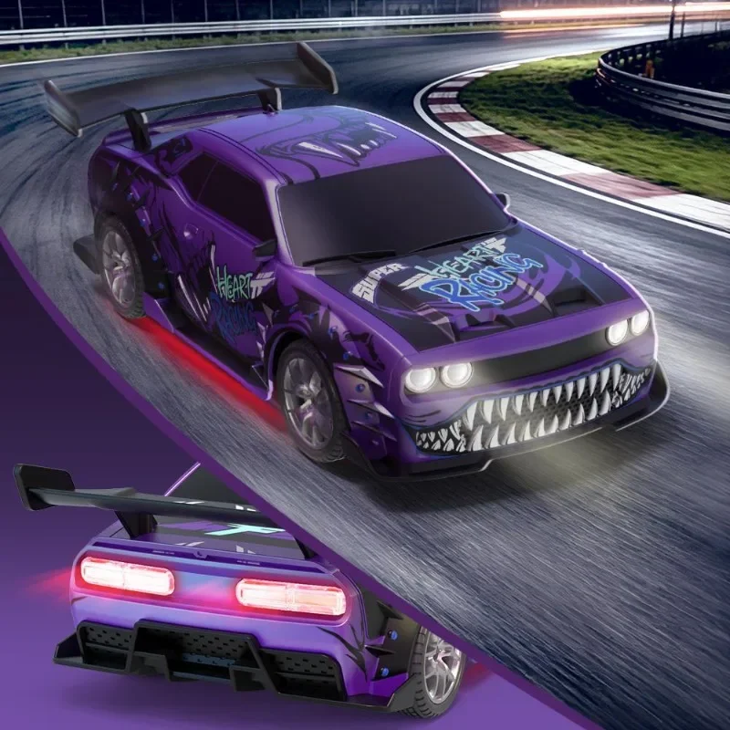 LED Light & Spray Effect 4WD RC Drift Vehicle High Speed Off Road Simulation Remote Control Car For Kid Indoor Racing