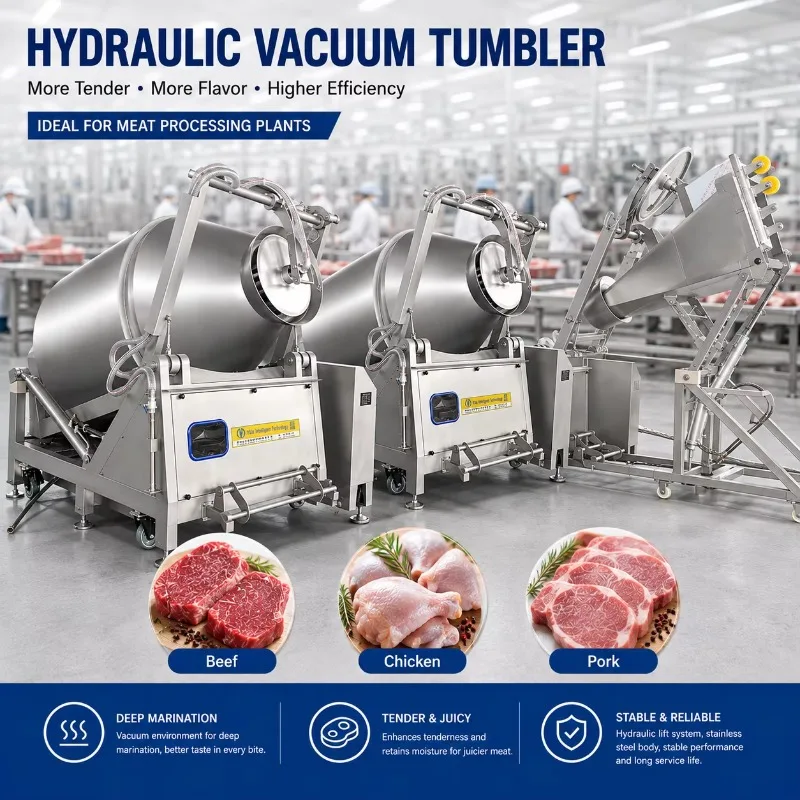 Commercial Vacuum Tumbler Machine 50 to 2500L for Chicken Ham Bacon Beef Pork Marinating High Yield Meat Processing