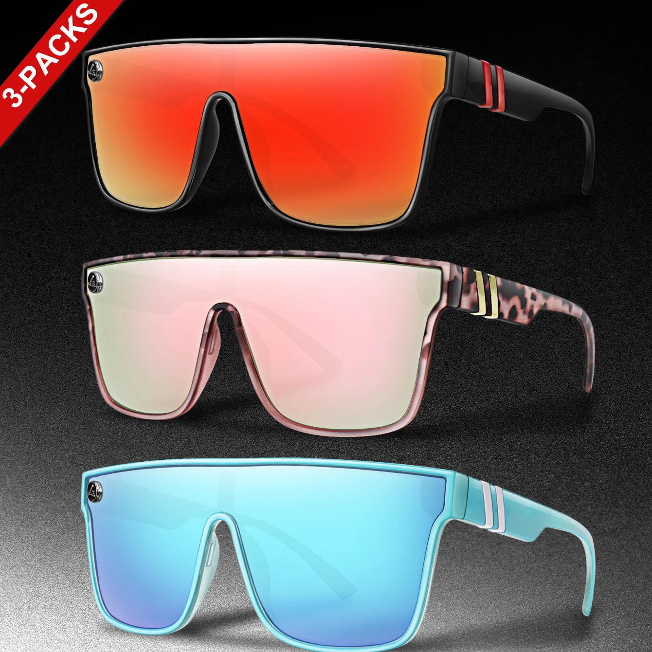 

3 упаковки, новые стильные брендовые мужские и женские квадратные солнцезащитные очки для вождения, UV400, мульти-очки, спортивные очки для езды на велосипеде на открытом воздухе