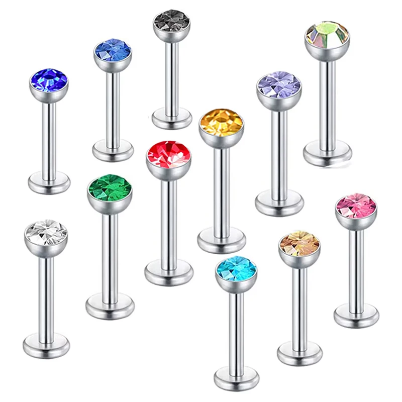 3mm 16G Lip Rings Stainless Steel Labret Monroe Medusa Helix Tragus Earring Studs Body Piercing Jewelry for Women Men 12 colors
