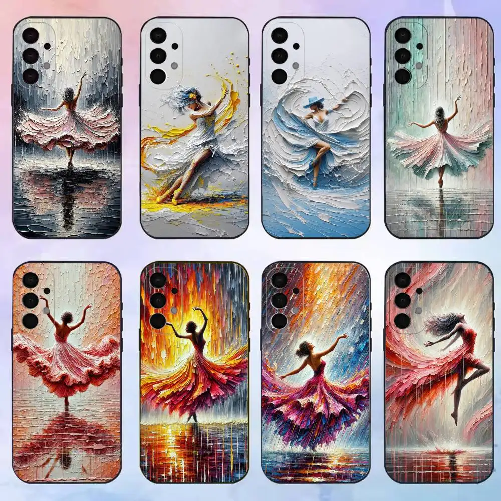 Ballerina Oil Painting phone Case For Samsung S25,24,21,22,23,30,Ultra,20,Plus,Fe,Lite,Note Black Cover