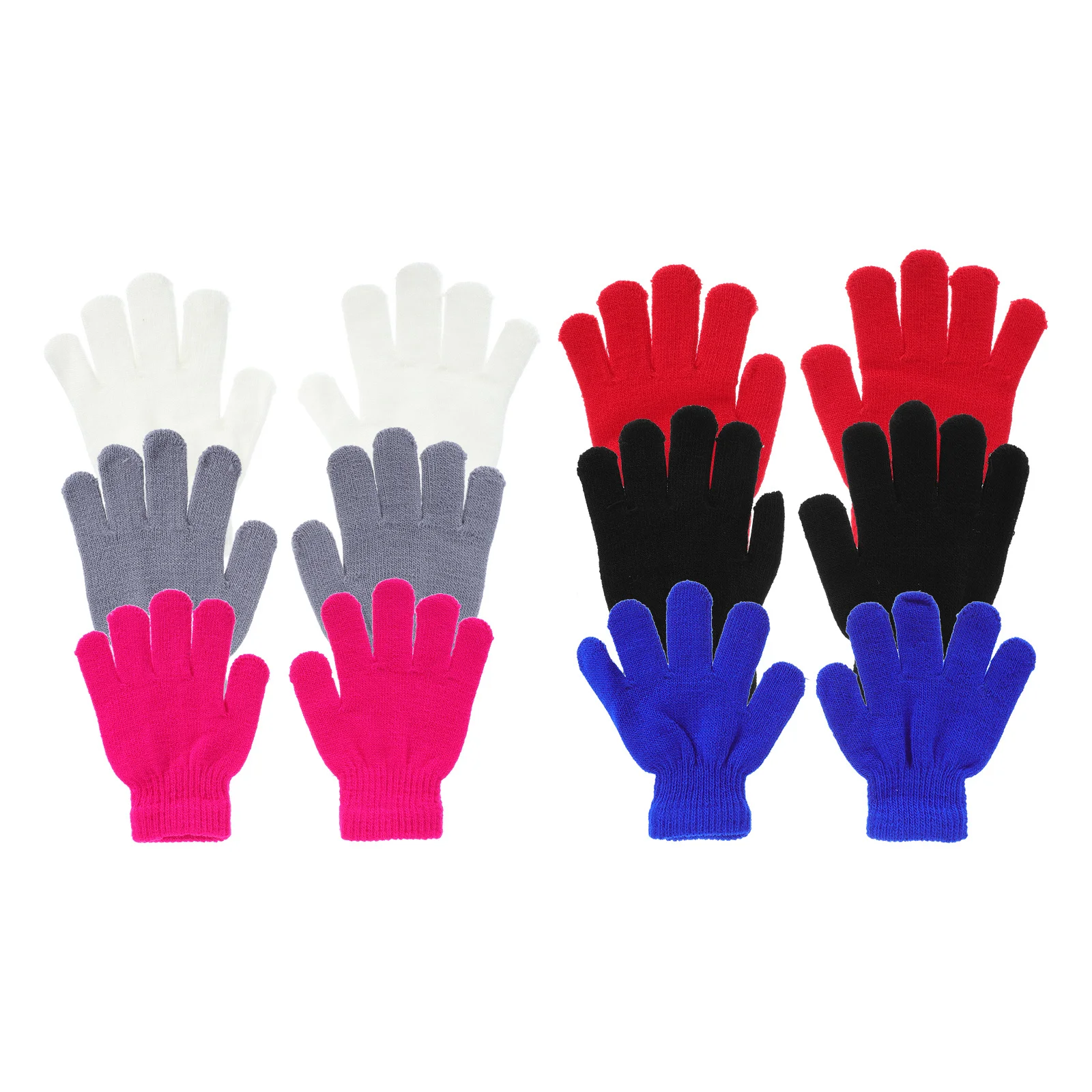 6 pçs crianças luvas de dedo cheio inverno quente crianças luvas de malha para meninas meninos ao ar livre indoor à prova de frio leve durável