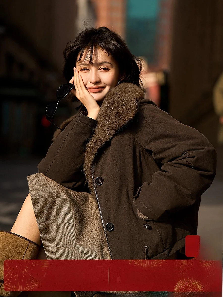 

Women's Parka Sle Goose down Jaet 95% White Du Feather Collar Warmth Free Wildern New 2026 Faion Ladies Coat