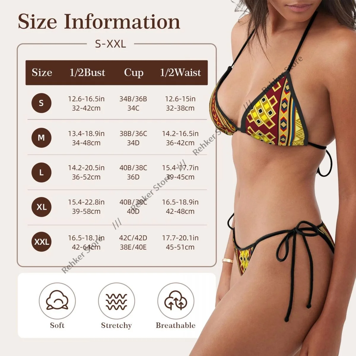 Sexy Thong Bikini Mujer Swimwear Women African Drum Summer Beachwear - view 6