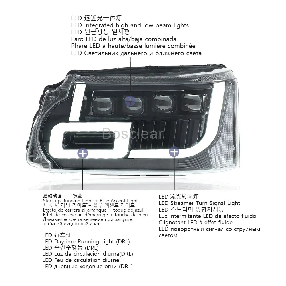Car For Land Range Rover Sport Headlight 2010 2011 2013 Upgrade Modified DRL Dynamic Turn Signal LED Headlight Auto Accessories