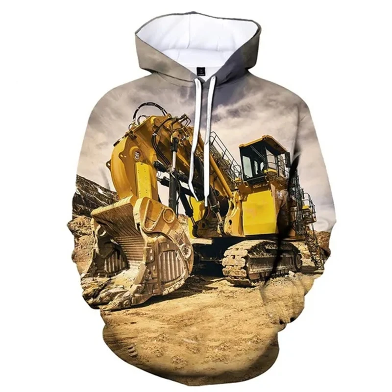 Fashion Machine Excavator 3D Print Hoodies Men Women Casual Autumn Sweatshirts Oversized Hoodie Pullovers Tracksuit Clothing