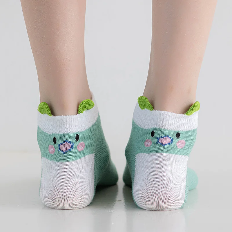 5 Pairs Spring Summer Japanese Korea Lovely Cartoon Cats Students Girls Sneakers Short Socks Kawaii Women Ankle Dress CuteSox