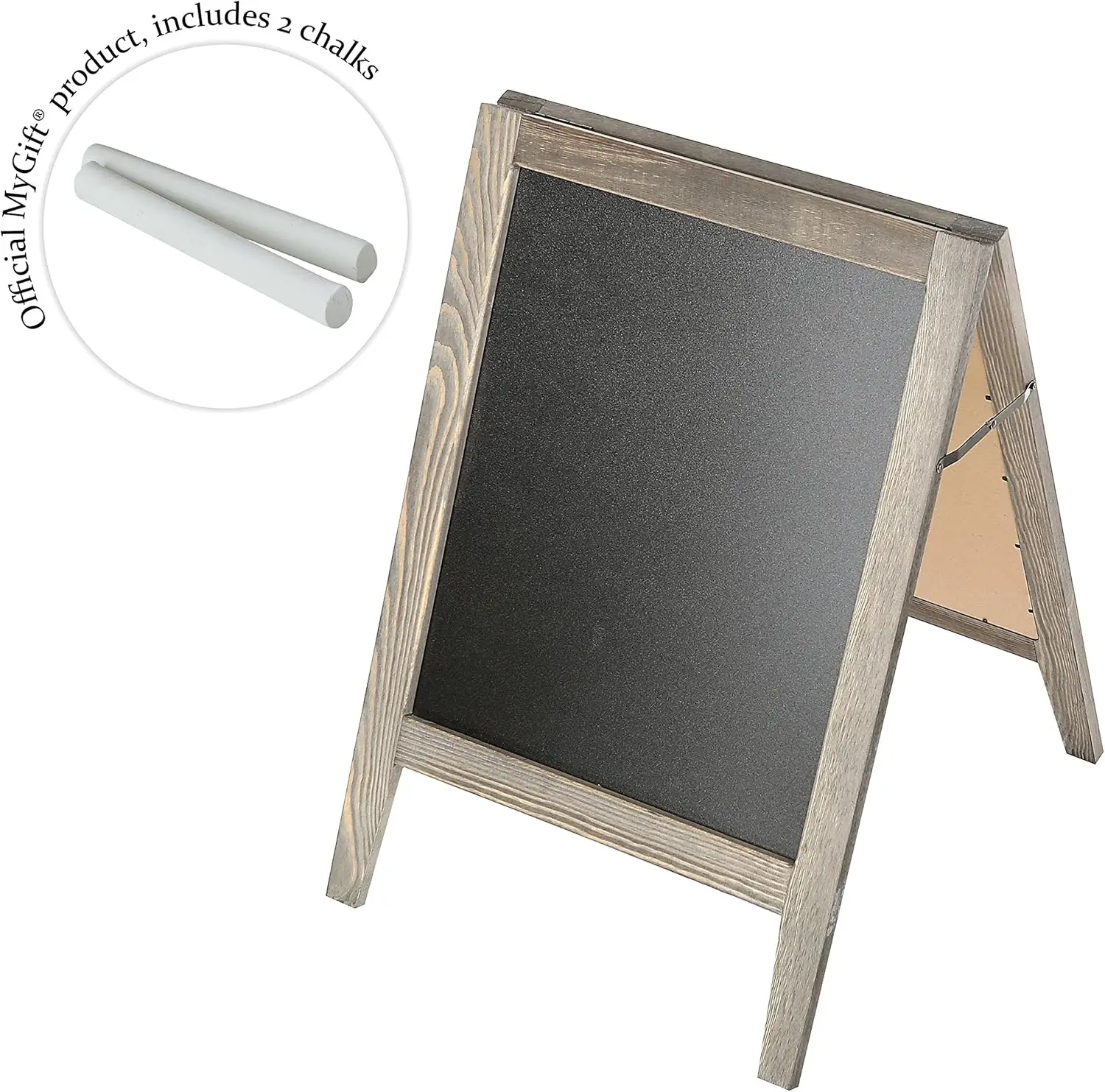 لافتة سبورة من الخشب الريفي على شكل حرف A، حامل مزدوج الجوانب قائم بذاته للقائمة وديكور الزفاف والمناسبات #4