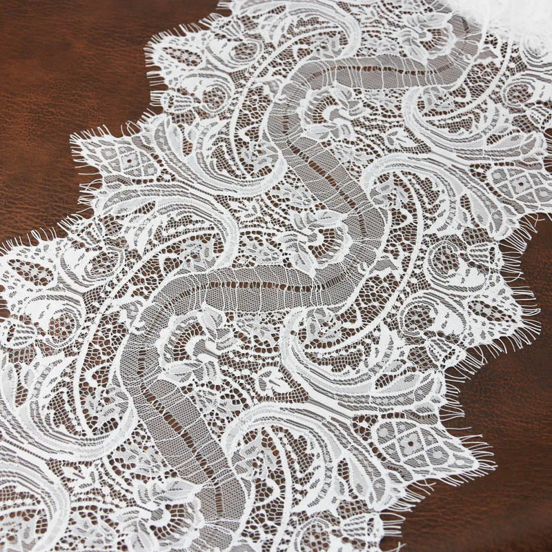 (3 meters/lot) 300ｍm White Black Eyelash Lace Fabric Voile Lace Trim Embroidered Wedding Manual Dress Fabric Diy Ribbon