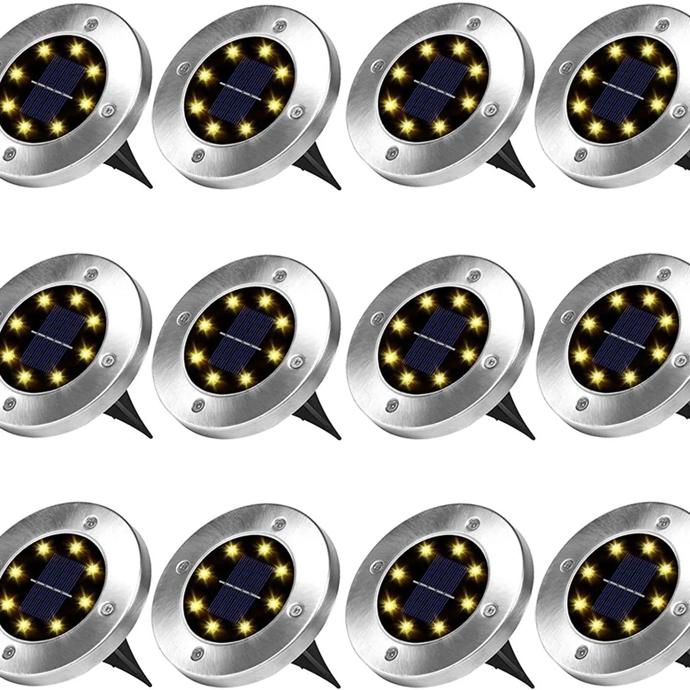 2/10pcs 8LED Solar-Powered Floor Lamp Embedded Installation for Parks Lawns Decorative Landscape Lighting