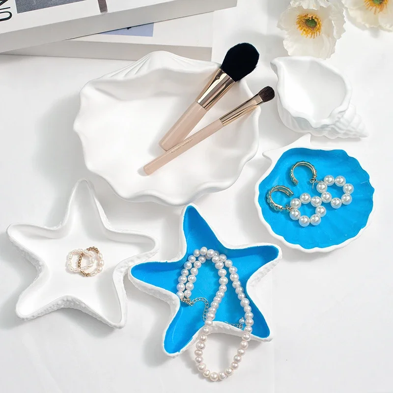 Conchas de estrellas de mar, conchas, modelos de yeso, fotos con adornos, adornos de almacenamiento para el hogar, accesorios, decoración de fondo