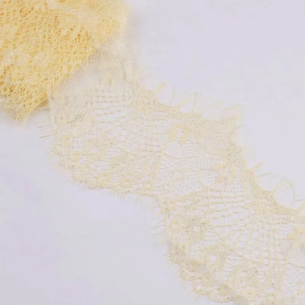 New 3 Yard Lace Trim Ribbon Soft Texture Cuttable Floral Lace Trim Floral Pattern 9.5cm Wide Eyelash Lace Fabric DIY Crafts