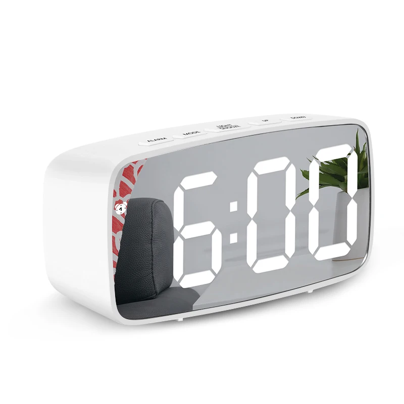 Mirror/Acrylic Alarm Clock LED Digital Clock Voice Control Snooze Time Temperature Display Night Mode Reloj Despertador Digital