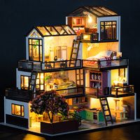 DIY Wooden Dream Town Cottage Doll Houses Miniature Model Kits Casa Dollhouse with Furniture Lights for Friends Birthday Gifts